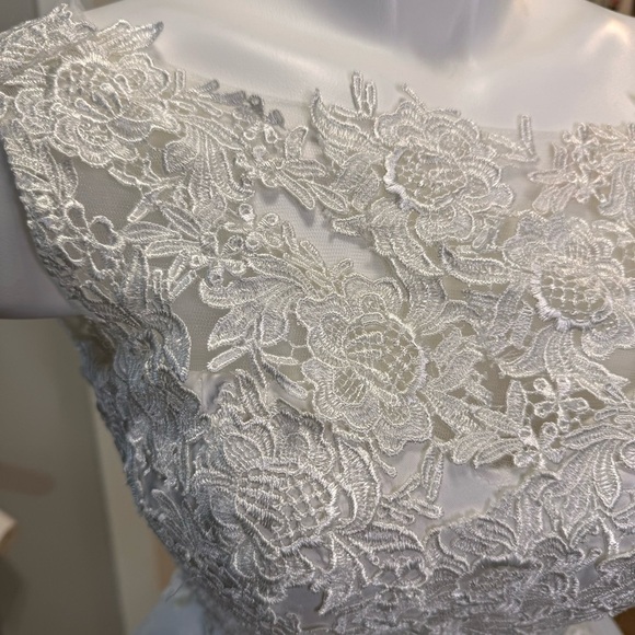Cocktail Gown Wedding Short Tutu Floral Lace Tiered Organza Size XS - Picture 3 of 16
